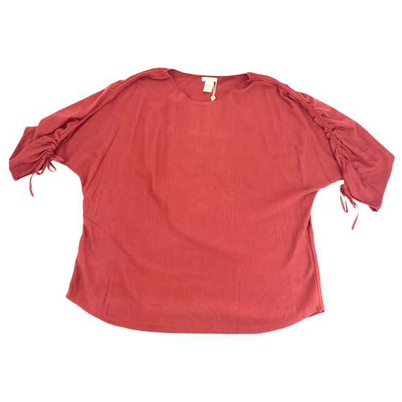 MAX STUDIO Heather Rust Ruche Sleeve Sz 1X - Picture 1 of 9